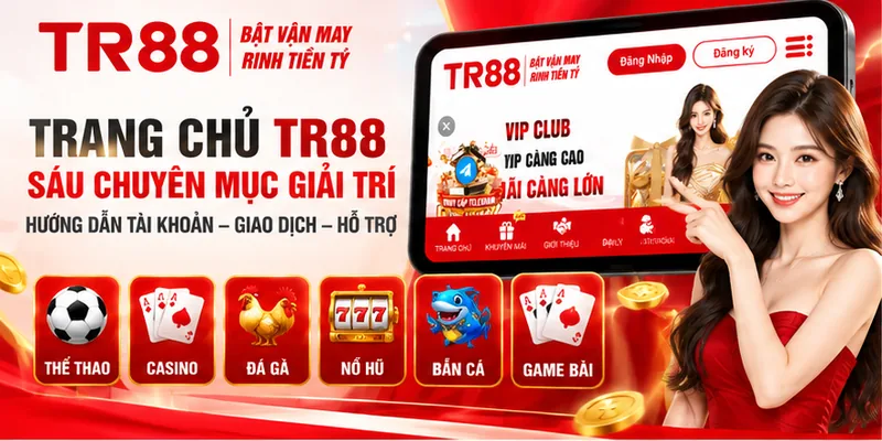 Giao diện trang chủ và menu TR88